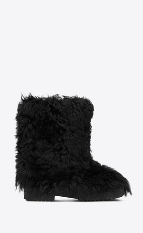 SAINT LAURENT Boots Man Furry boot in black wool a_V4